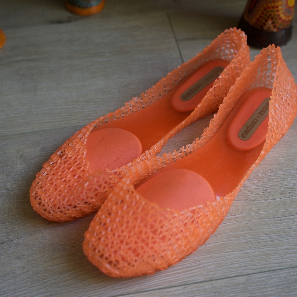 Melissa + Campana Orange Jelly Flats